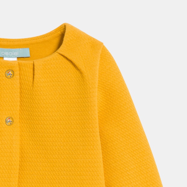 سترة كارديغان من القطن الفاخر باللون الأصفر للفتيات الصغيرات